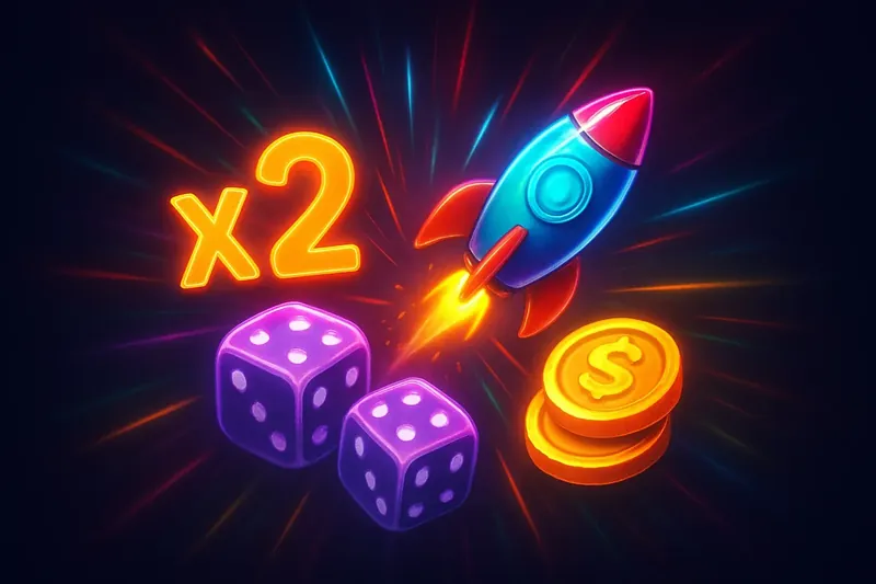 Neon Instant Game Burst Colorful instant game icons exploding in neon burst on dark background